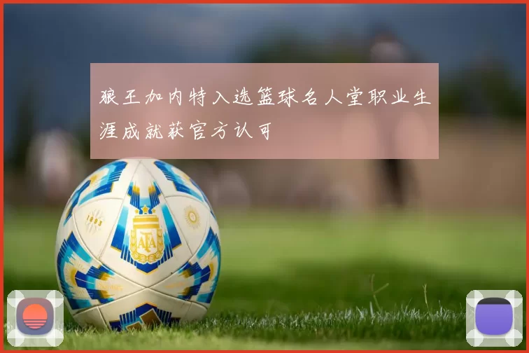 狼王加内特入选篮球名人堂职业生涯成就获官方认可